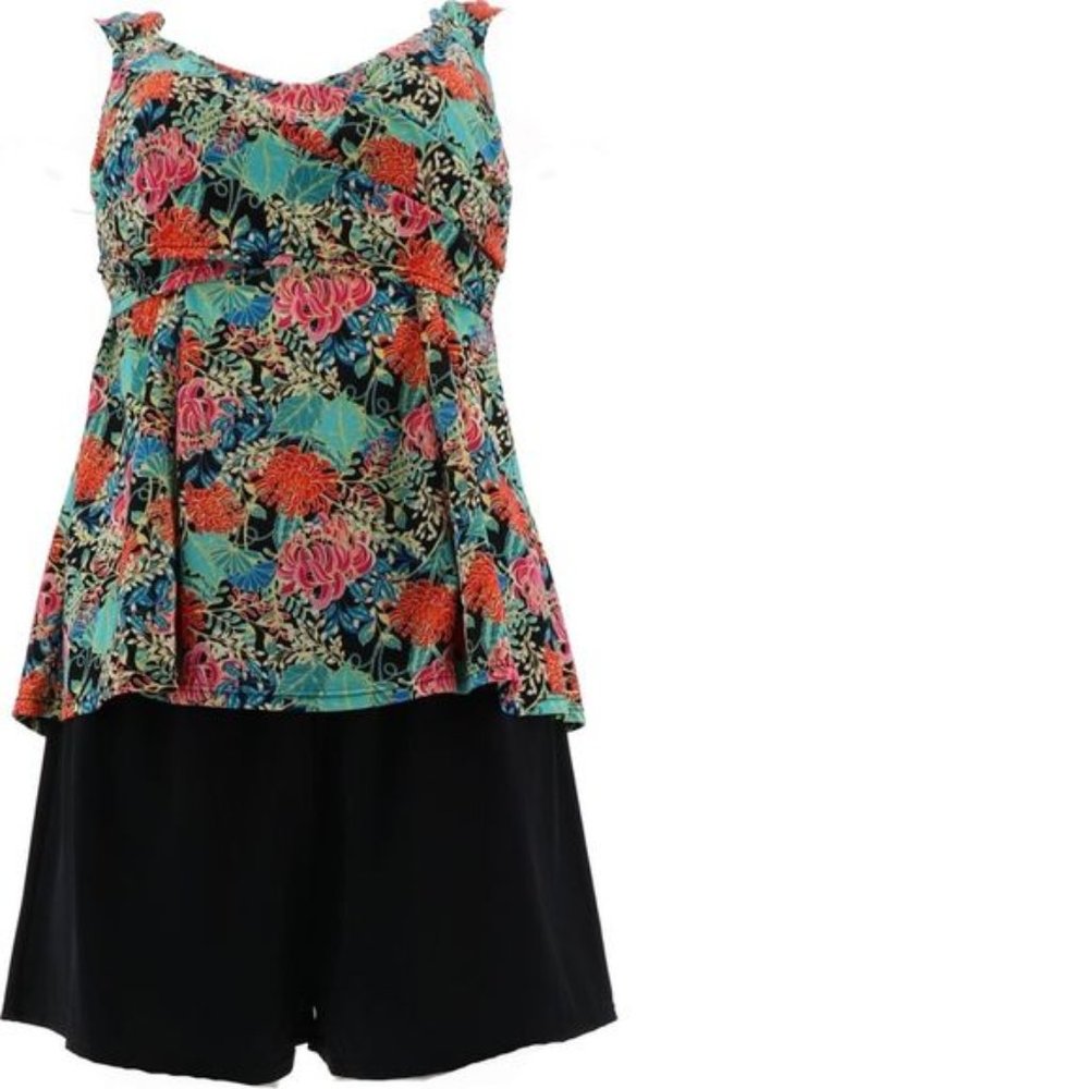 Fit 4 U Size 12 Wide Strap Tankini Top and Shorts NEW